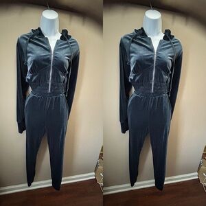 Fashion Nova Charcoal Velour Jumpsuits